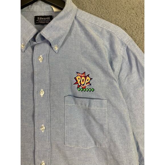Disney World Pop Century Men's Blue Button-Down Employee Shirt 2XL Casual Travel - Picture 2 of 10